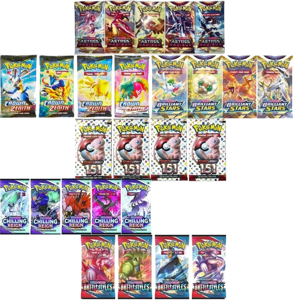 10 Pokémon Card Packs, Bright Stars,151 Prismatic Evolutions