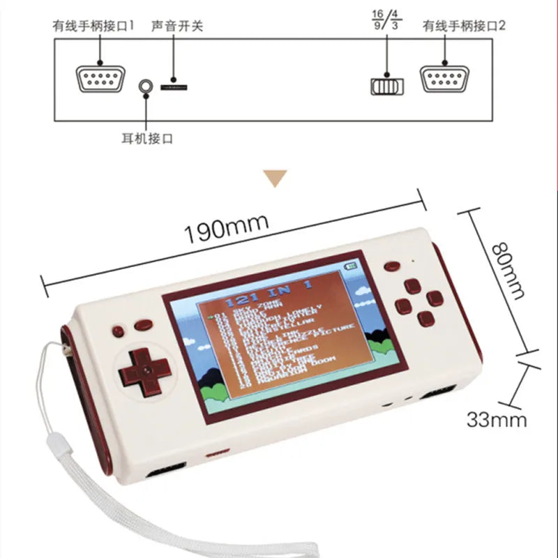 HG938 Handheld Retro Game Console Built-in 121 games 4.3 Inch HD Large Screen Compatible for NES Games Holiday Gifts