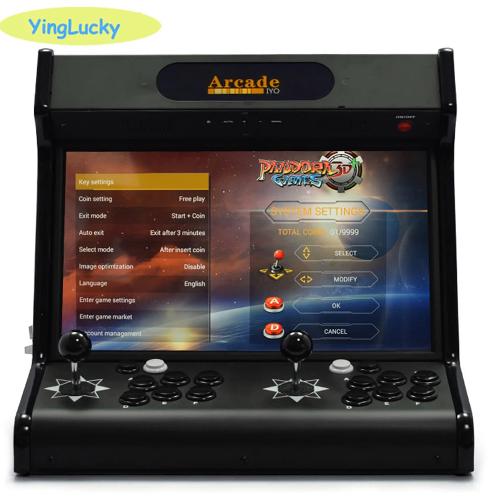 3D Pandora arcade WiFi 10000 Games 18.5 Arcade Cabinet Machine 2 Players Joystick Button with Coin Slooter Arcade Console Bartop
