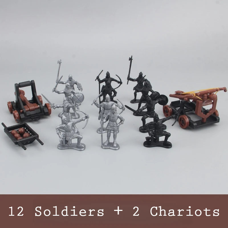 Medieval Military War Warriors Ancient Soldier Chariots Horse Static Figures Models for Children Table War Game