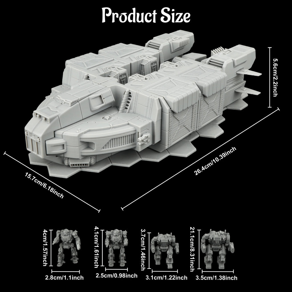 Sci-Fi Transport Spaceship & Robot Miniatures – TTRPG Terrain Accessories, Mech & Spacecraft Models for Tabletop Games