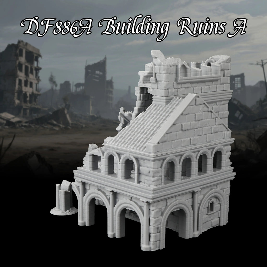 RPG Miniatures Ruins Building Terrain Set - Medieval DND Terrain for Abandoned City, Worn House Miniature Terrain, TTRPG Gift