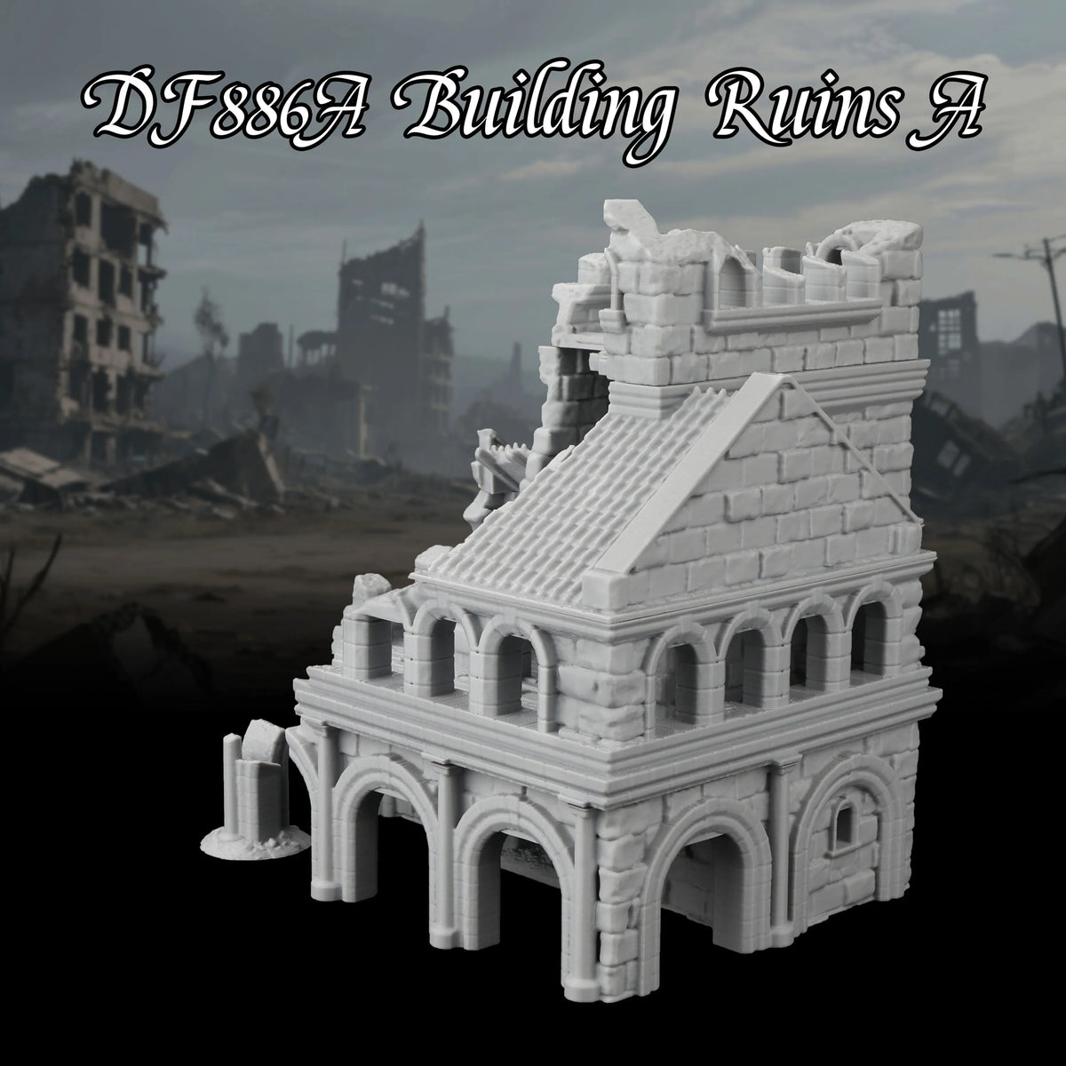 RPG Miniatures Ruins Building Terrain Set - Medieval DND Terrain for Abandoned City, Worn House Miniature Terrain, TTRPG Gift