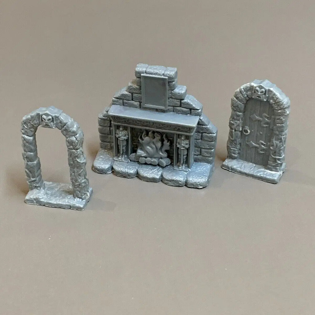 Set Door Bookshelf Fireplace Furniture Miniatures Board Game Minis  Table Top Replacement