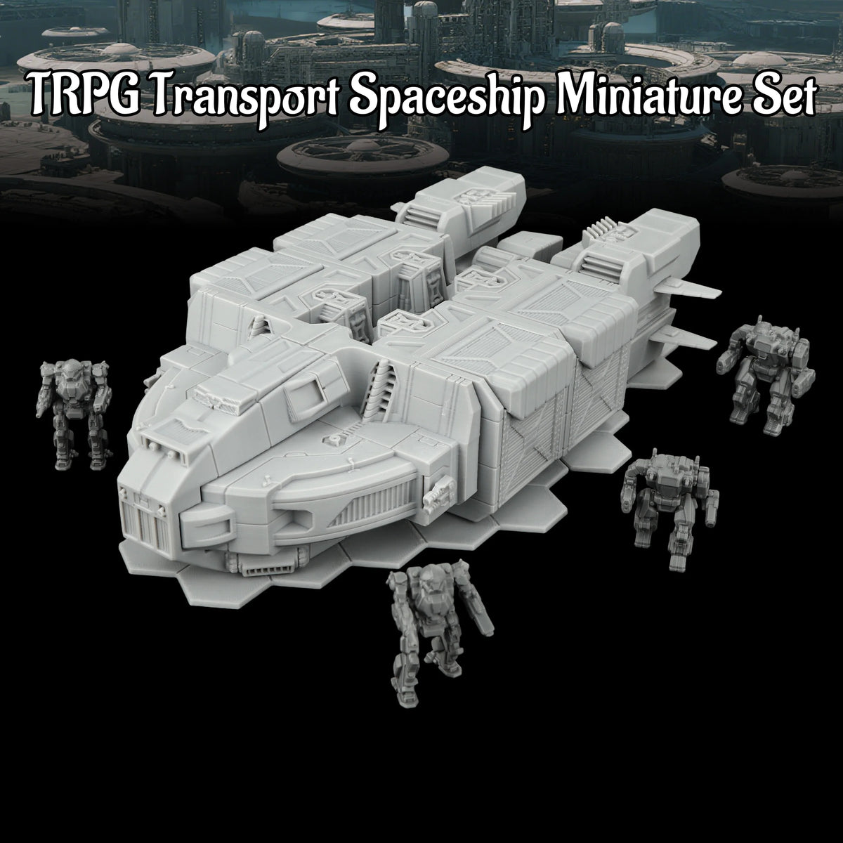 Sci-Fi Transport Spaceship & Robot Miniatures – TTRPG Terrain Accessories, Mech & Spacecraft Models for Tabletop Games