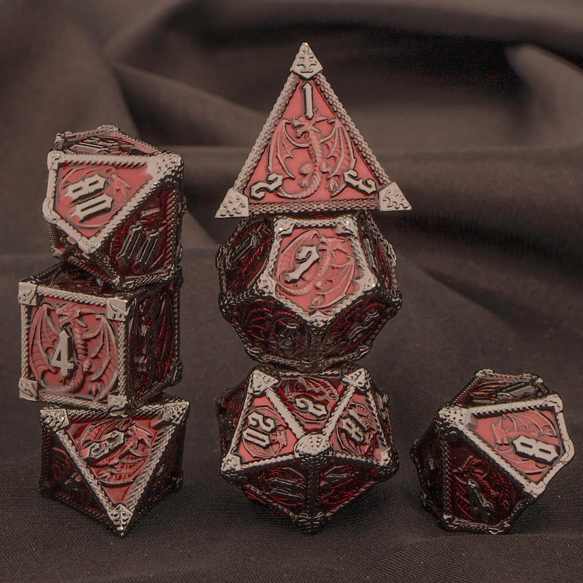 Metal Dice Set, 7 Piece Polyhedral Role Playing RPG D and D Dice D20 D12 D10 D8 D6 D4