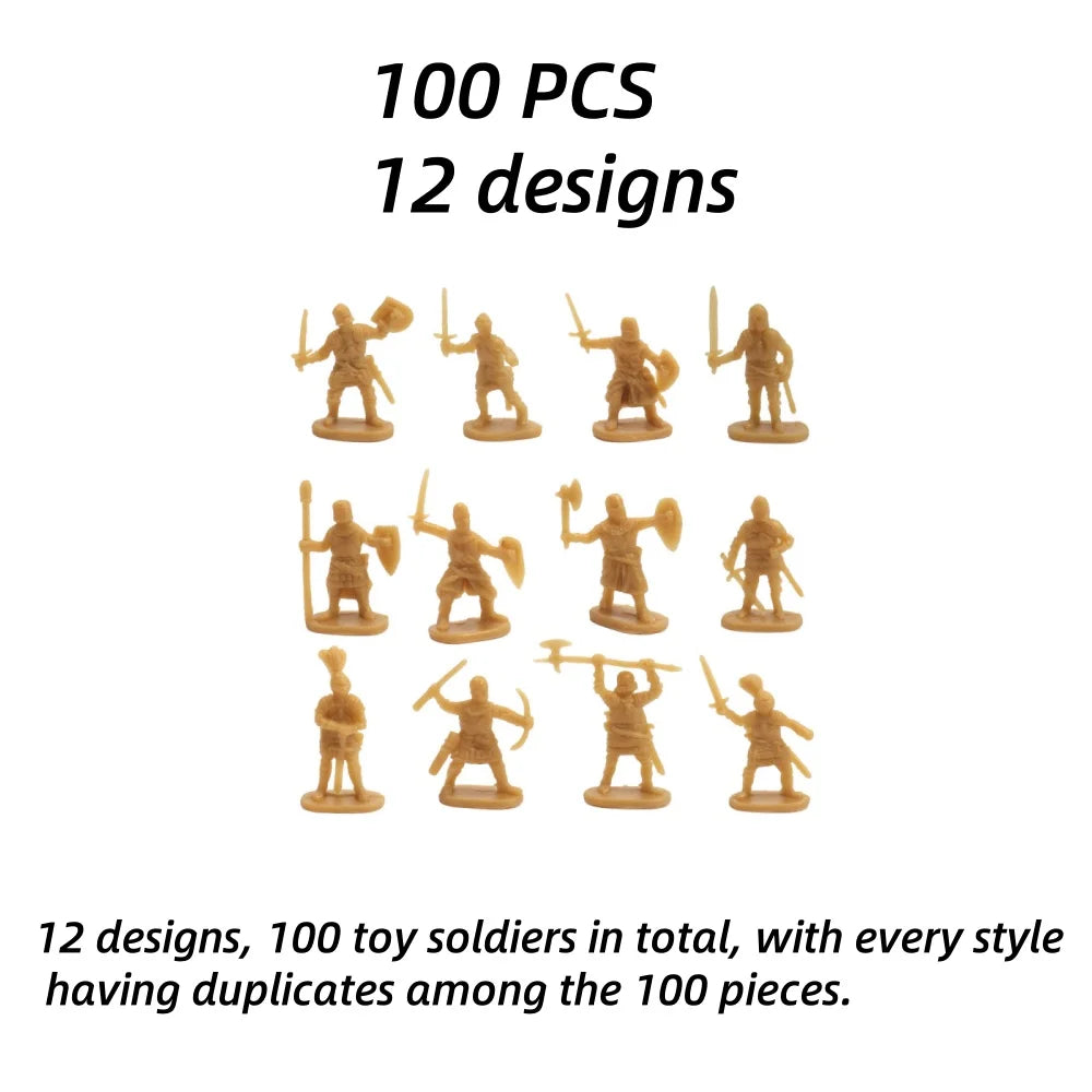 100PCS Military Playset Toy Soldiers 3CM Plastic Warrior Elite Force Action Figure Military Game Pieces Toy for Kid Playing Gift