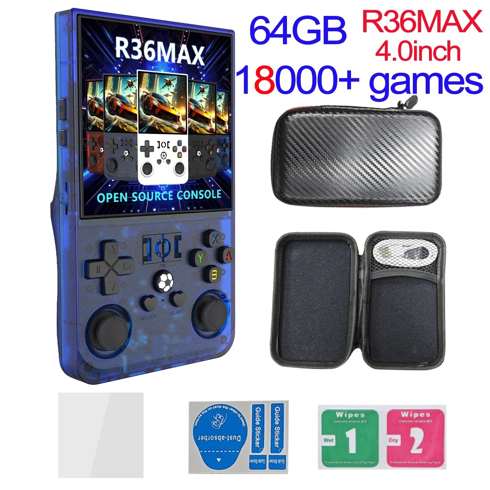R36MAX Game Console 64GB 128GB 18000+GAMES Linux System 4.0 inch
