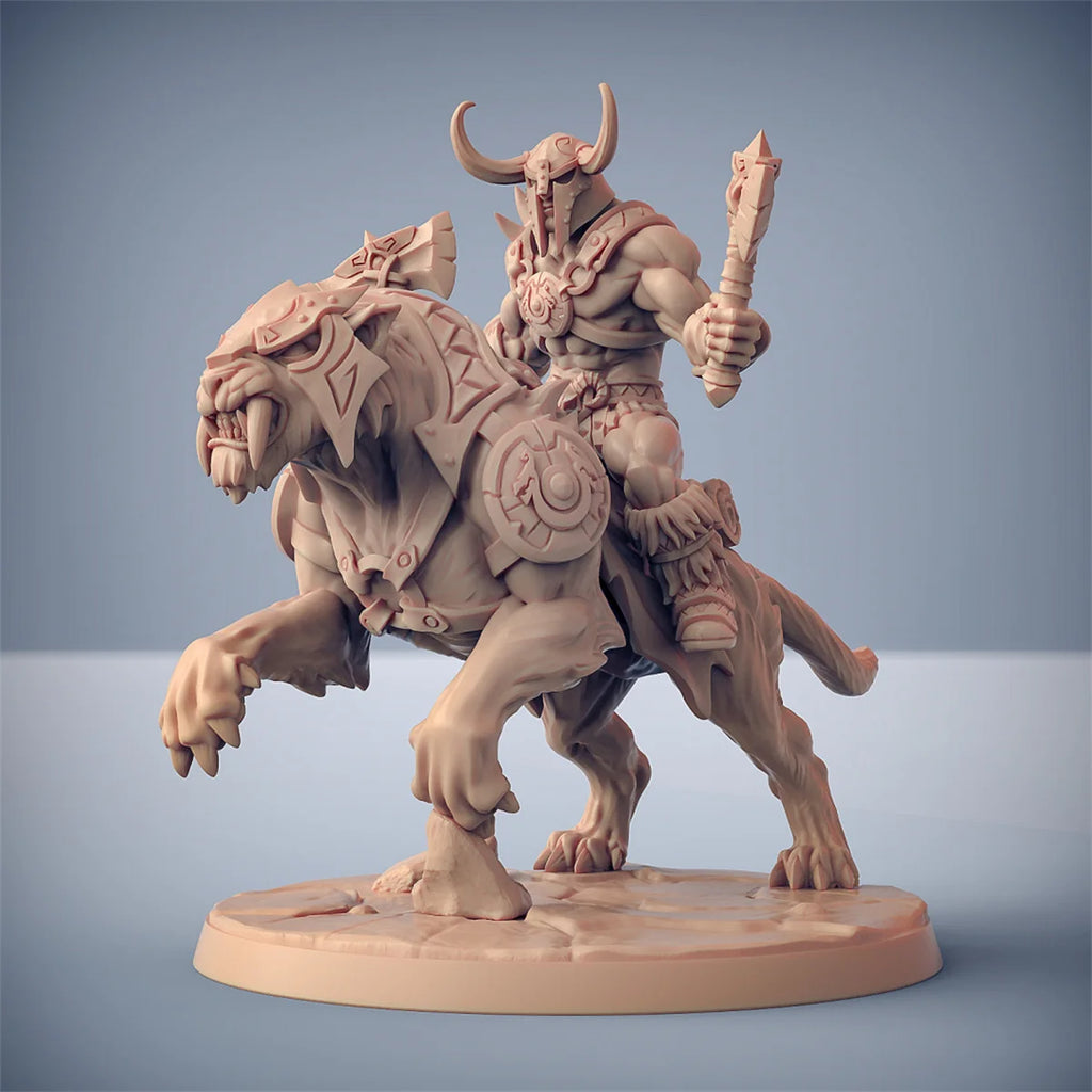 Barbarian Lion Riding Crazy Battle Dragon and Dungeon DND Running Team Board Game Chess Model