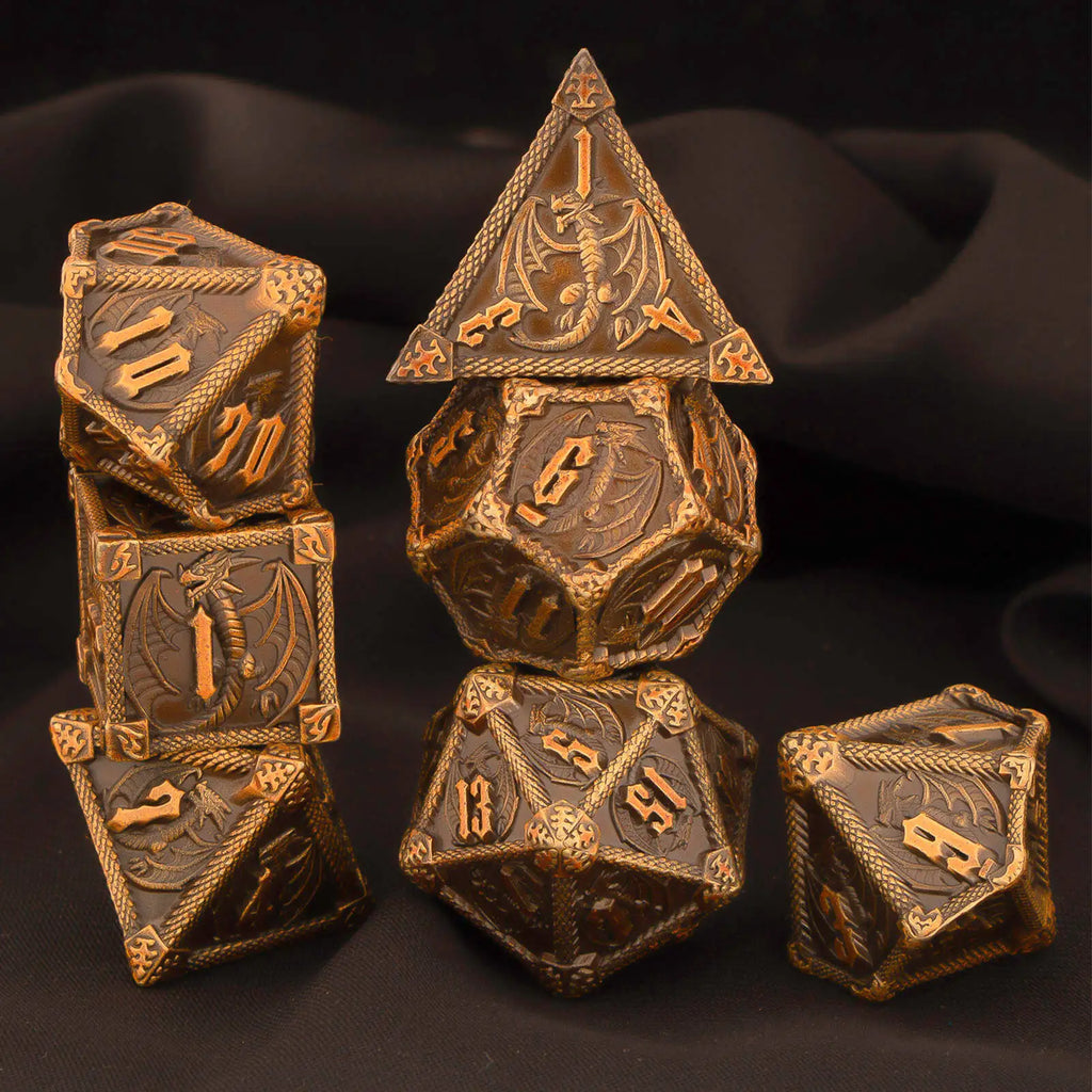 Metal Dice Set, 7 Piece Polyhedral Role Playing RPG D and D Dice D20 D12 D10 D8 D6 D4