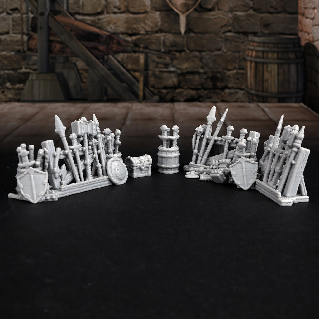4pcs RPG Miniature Dungeon Equipment Rack for Tabletop Role-Playing Games - Excellent Additions for TTRPG Adventure
