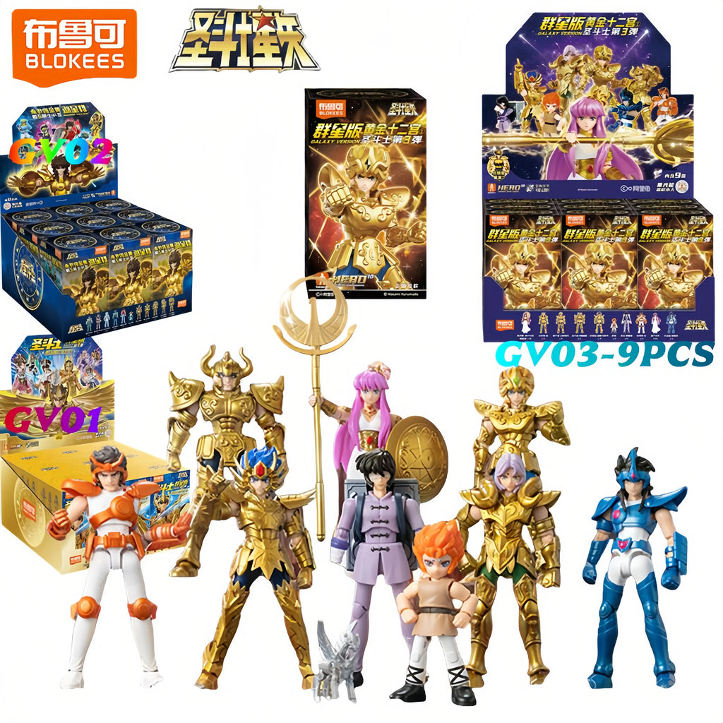 Original Blokees Gold Saint Action Figure Champion Saori Kido Seiya Mu Aiolia Assembly Figure Children Toys Birthday Gift