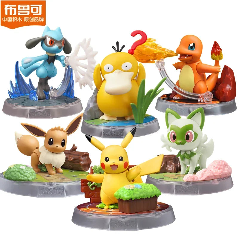 Pokemon Blokees DIY Building Block Pikachu Eevee Sprigatito Lucario Psyduck Charmander Action Figure Anime Model Kids Toys