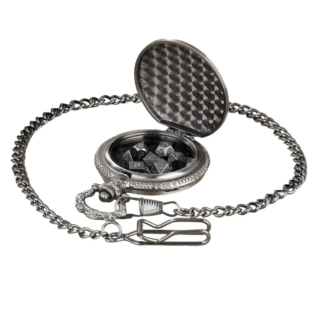 7pcs Metal Dice Set In Pocket Watch Case Polyhedral RPG DiceBoard Game Party Gift For D & D Players Beginners Adults Home Travel
