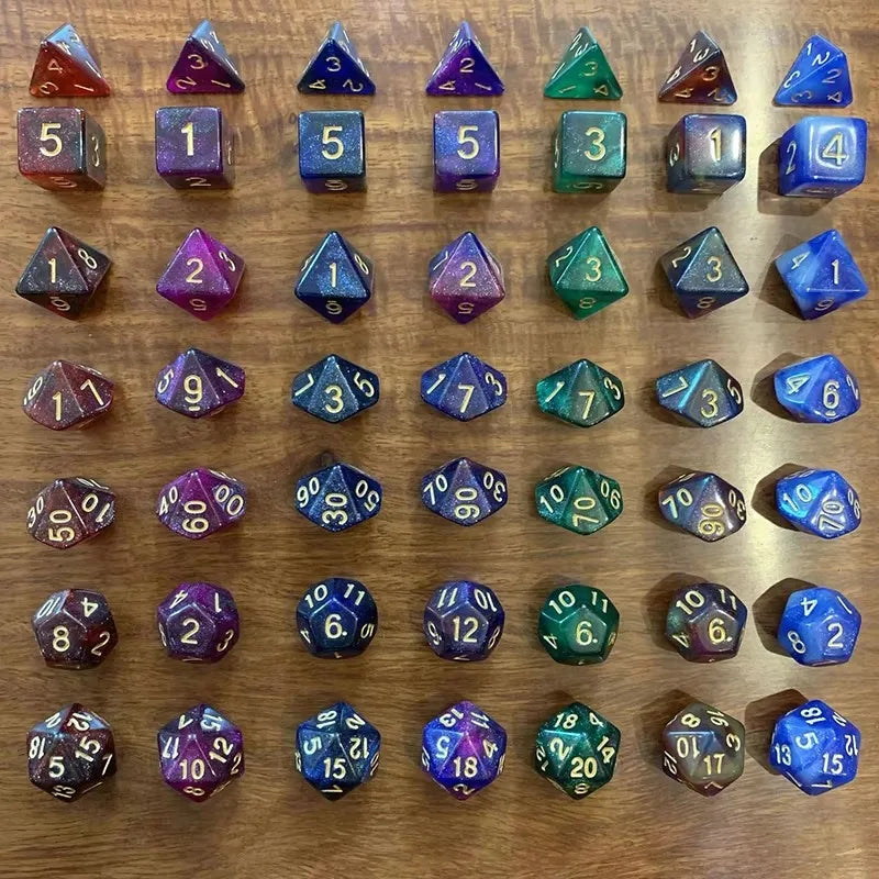 New Pearlescent Polyhedral RPG Dice Set 105/70/49/35/21/7Pcs Multicolor  Dice Role-Playing Board Games with Storage Pouches