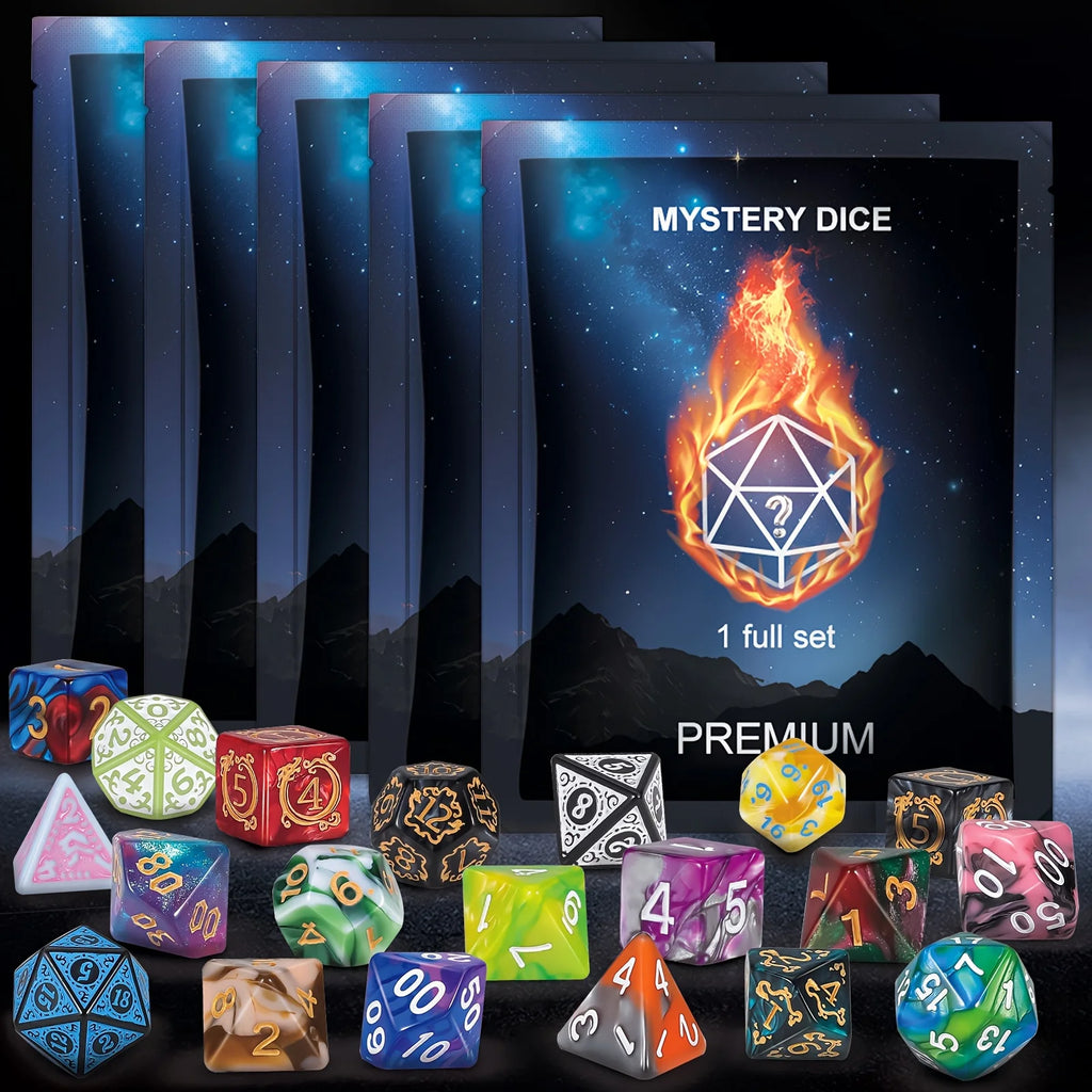 D&D Dice Set 8/40pcs, Including 7/35pcs Polyhedral Dices and 1/5pcs Creative Velvet Bags, for RPG Role-Playing Game