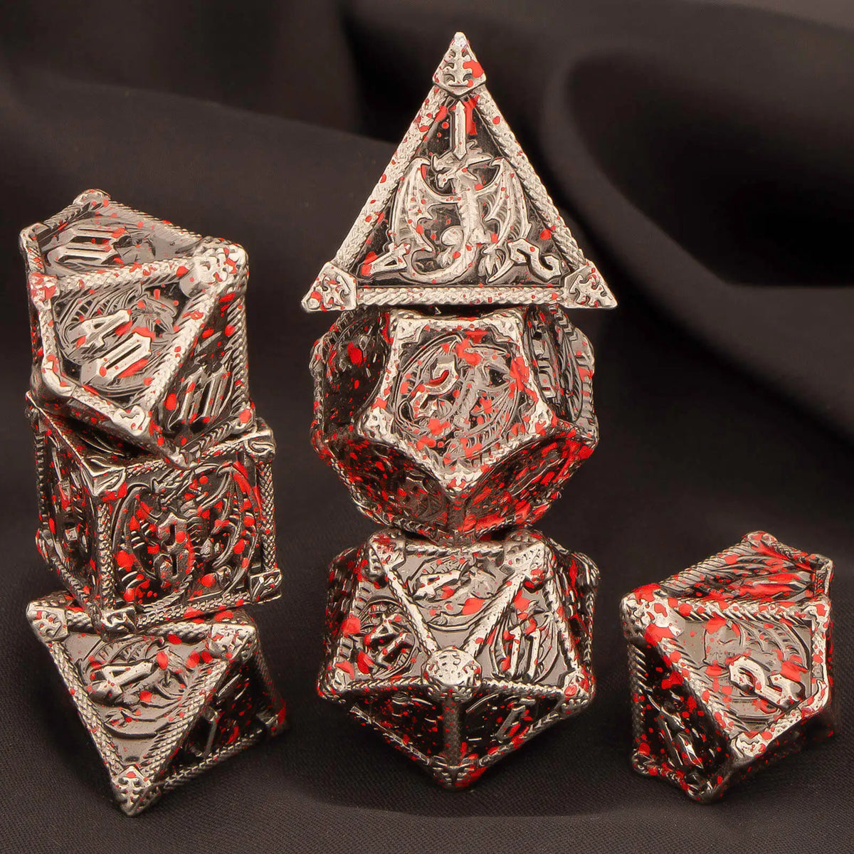 Metal Dice Set, 7 Piece Polyhedral Role Playing RPG D and D Dice D20 D12 D10 D8 D6 D4
