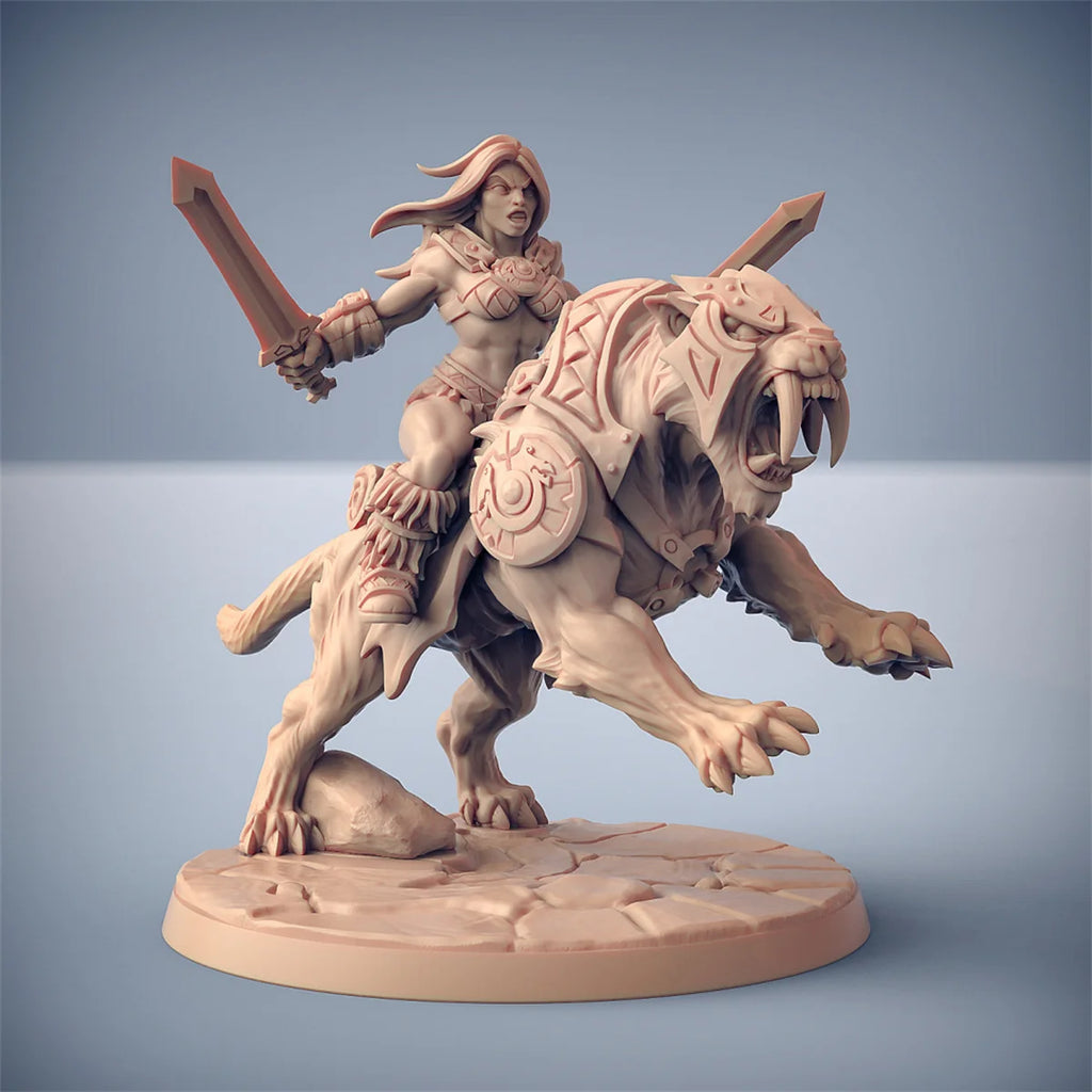 Barbarian Lion Riding Crazy Battle Dragon and Dungeon DND Running Team Board Game Chess Model