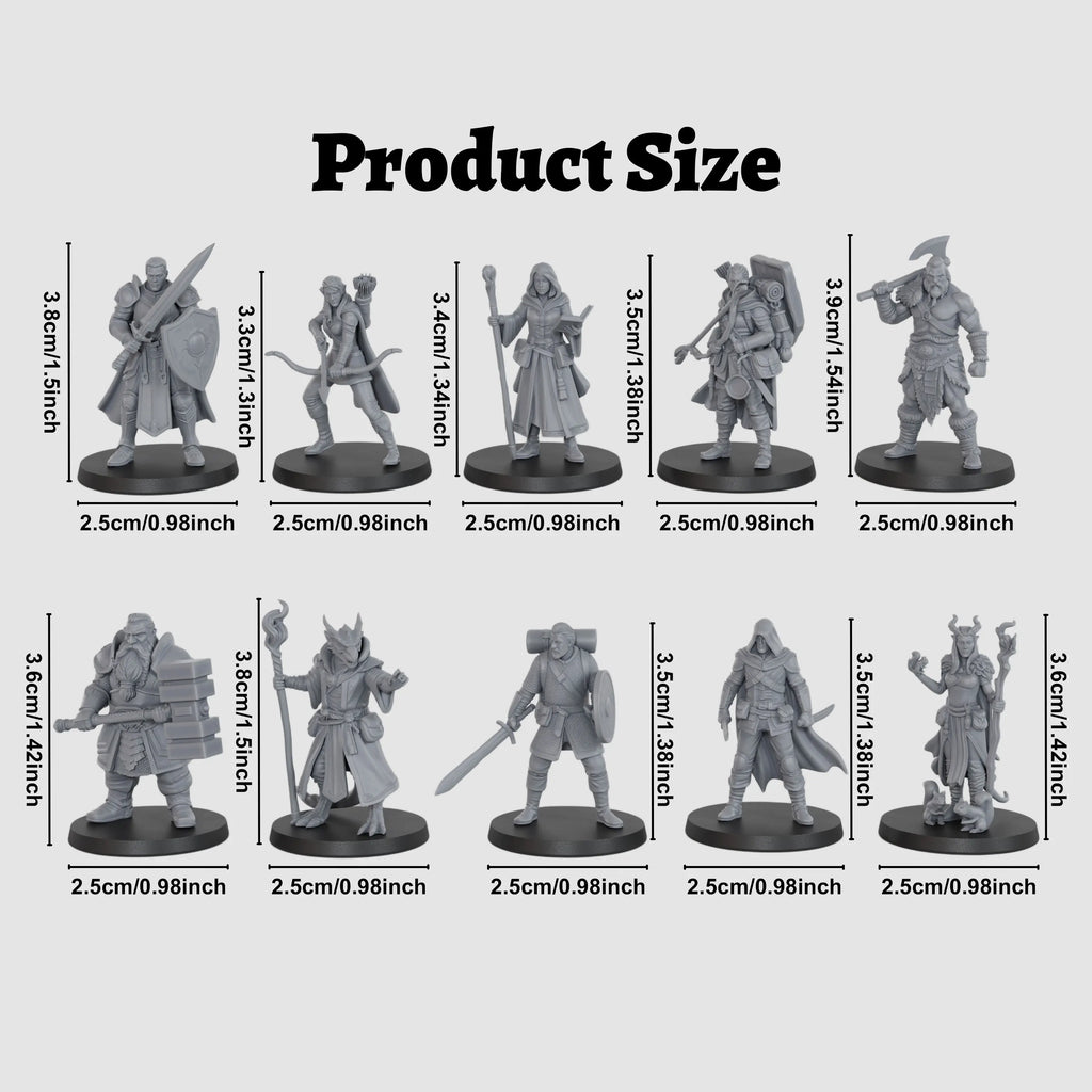 Fantasy Expedition Heroes Miniature Set - 25mm TTRPG Figures, for Fantasy Quests & Dungeonsn