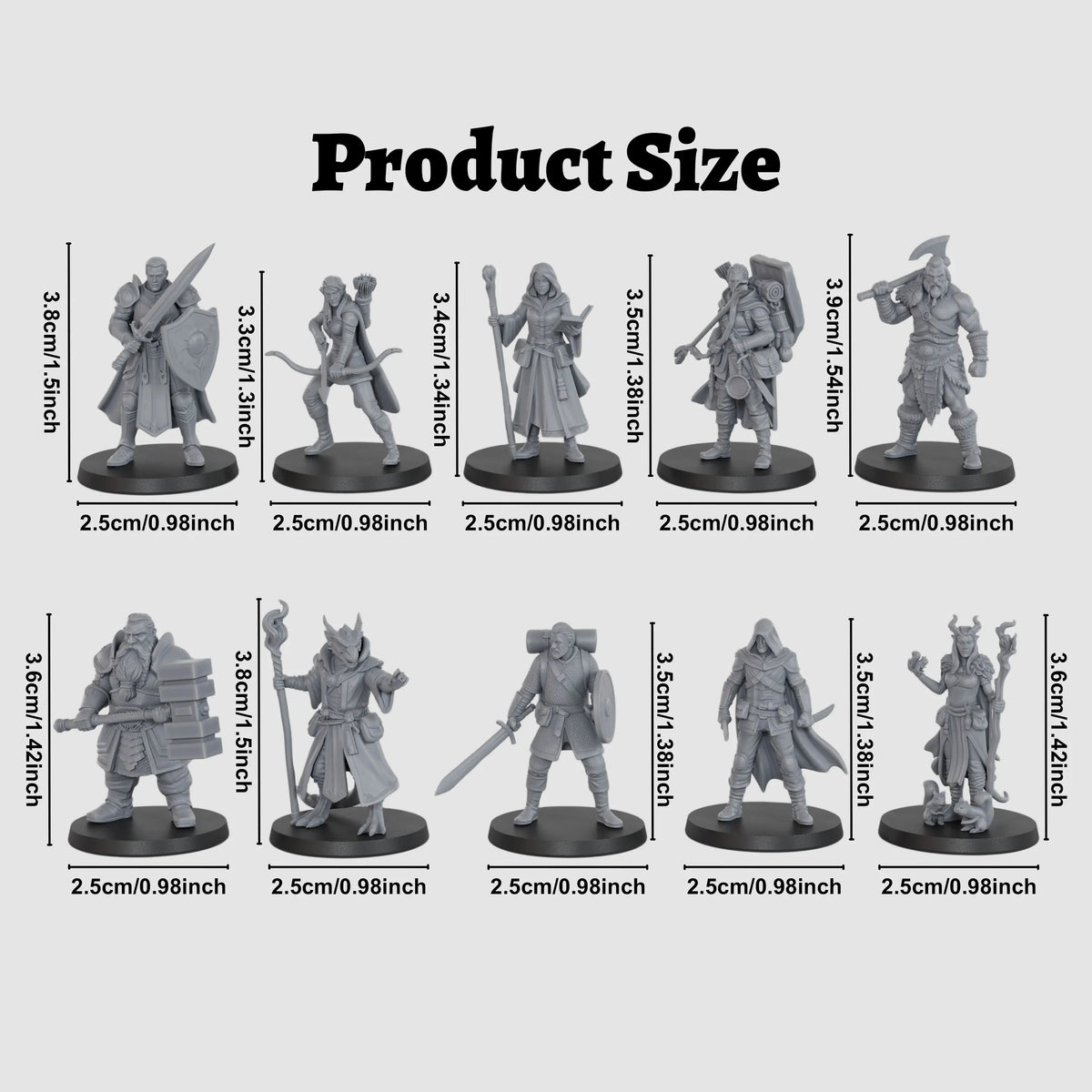 Fantasy Expedition Heroes Miniature Set - 25mm TTRPG Figures, for Fantasy Quests & Dungeonsn