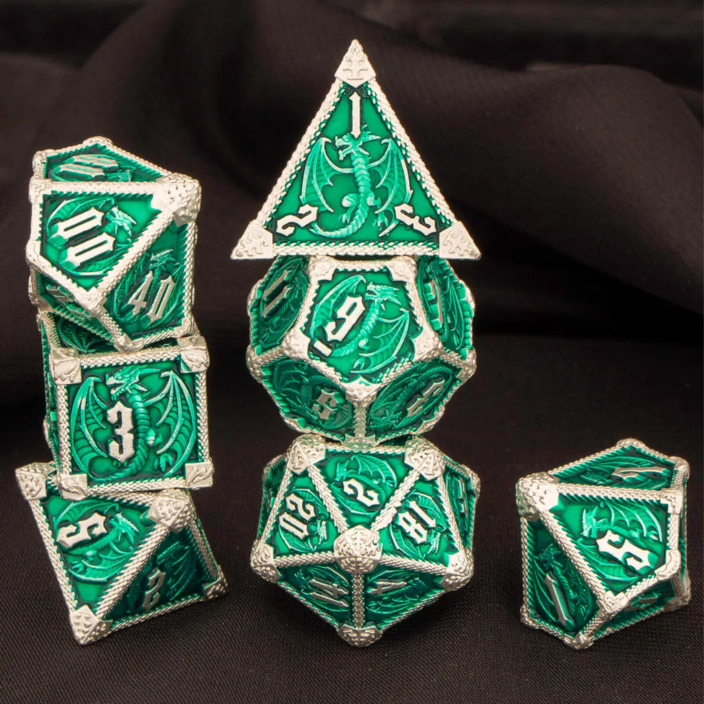 Metal Dice Set, 7 Piece Polyhedral Role Playing RPG D and D Dice D20 D12 D10 D8 D6 D4
