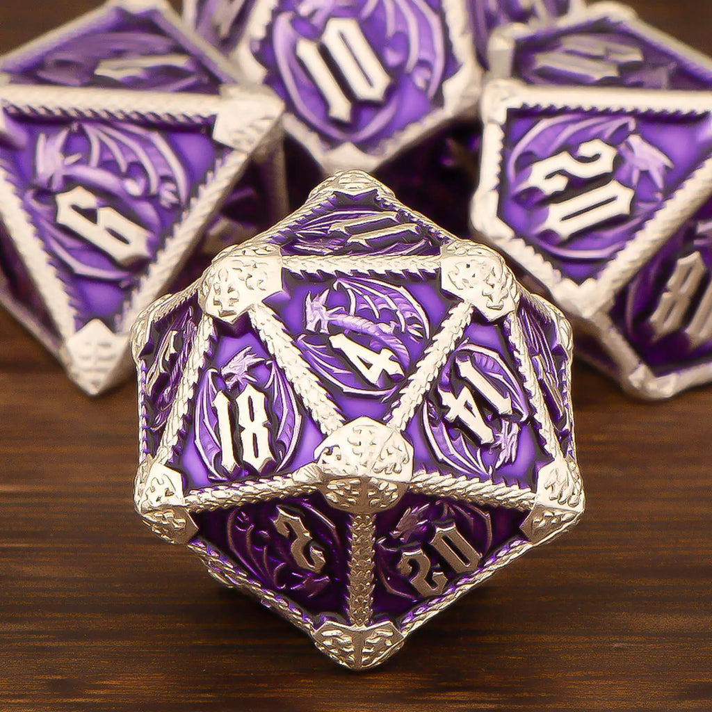 Metal Dice Set, 7 Piece Polyhedral Role Playing RPG D and D Dice D20 D12 D10 D8 D6 D4