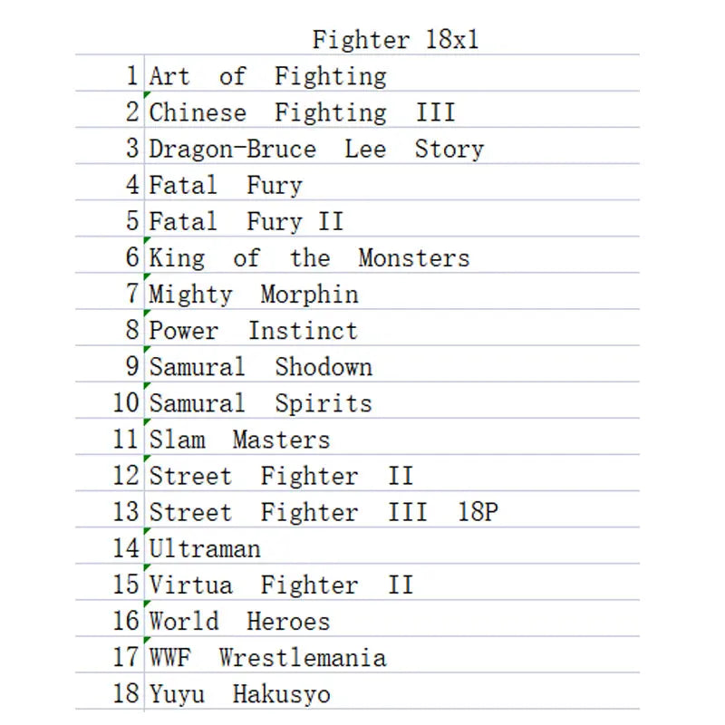18 In1 Game Cartridge For 16 Bit Video Game Console Many Fighter Games