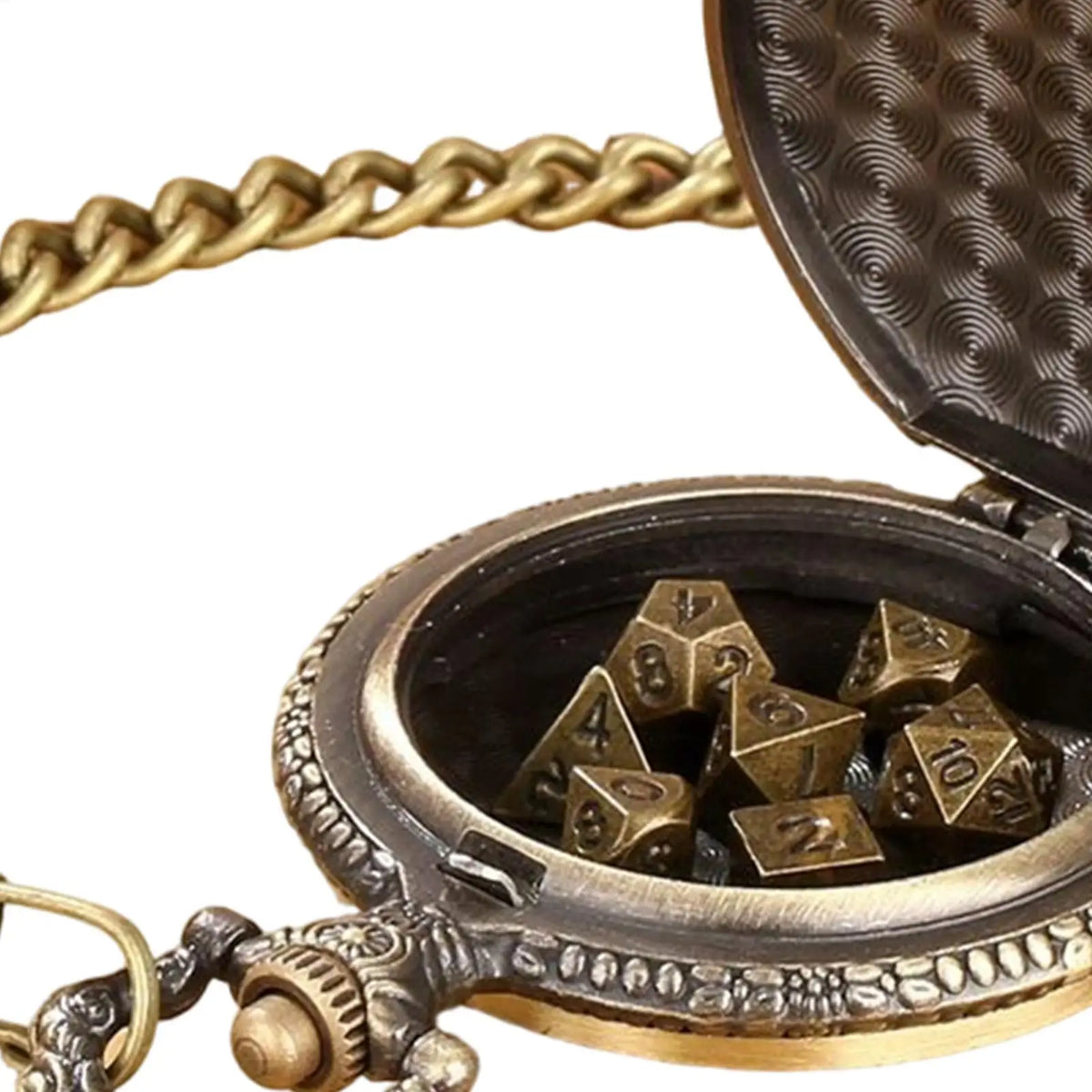 7pcs Metal Dice Set In Pocket Watch Case Polyhedral RPG DiceBoard Game Party Gift For D & D Players Beginners Adults Home Travel