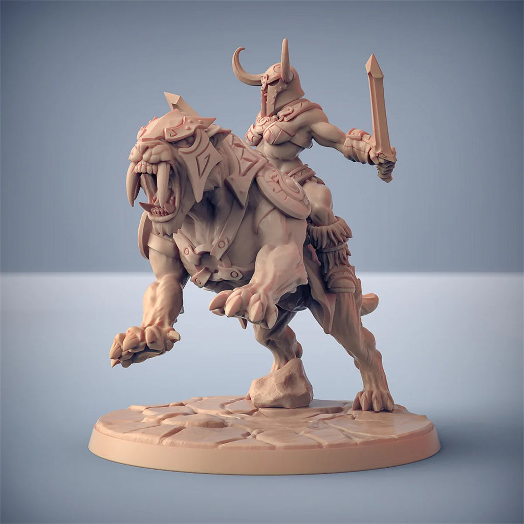 Barbarian Lion Riding Crazy Battle Dragon and Dungeon DND Running Team Board Game Chess Model
