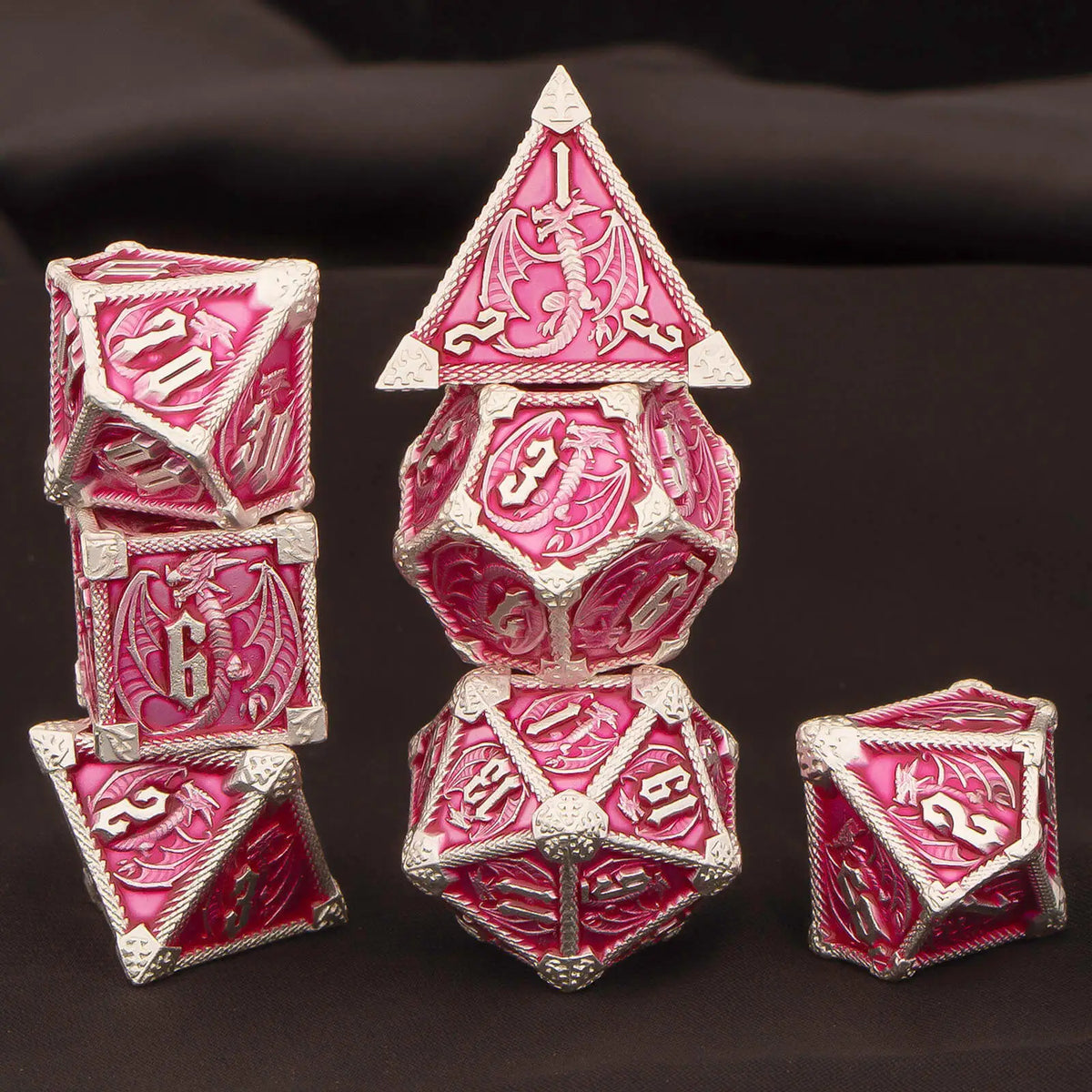 Metal Dice Set, 7 Piece Polyhedral Role Playing RPG D and D Dice D20 D12 D10 D8 D6 D4