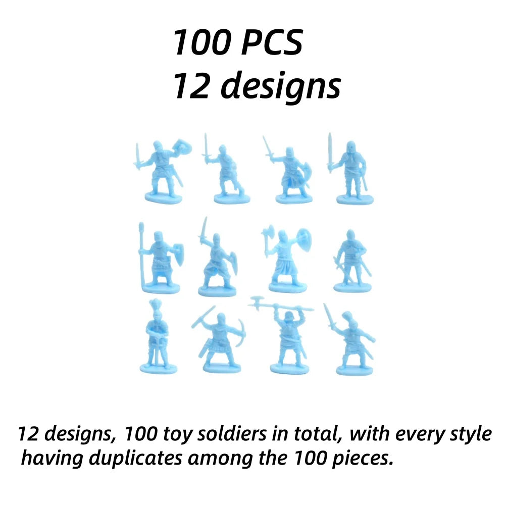 100PCS Military Playset Toy Soldiers 3CM Plastic Warrior Elite Force Action Figure Military Game Pieces Toy for Kid Playing Gift