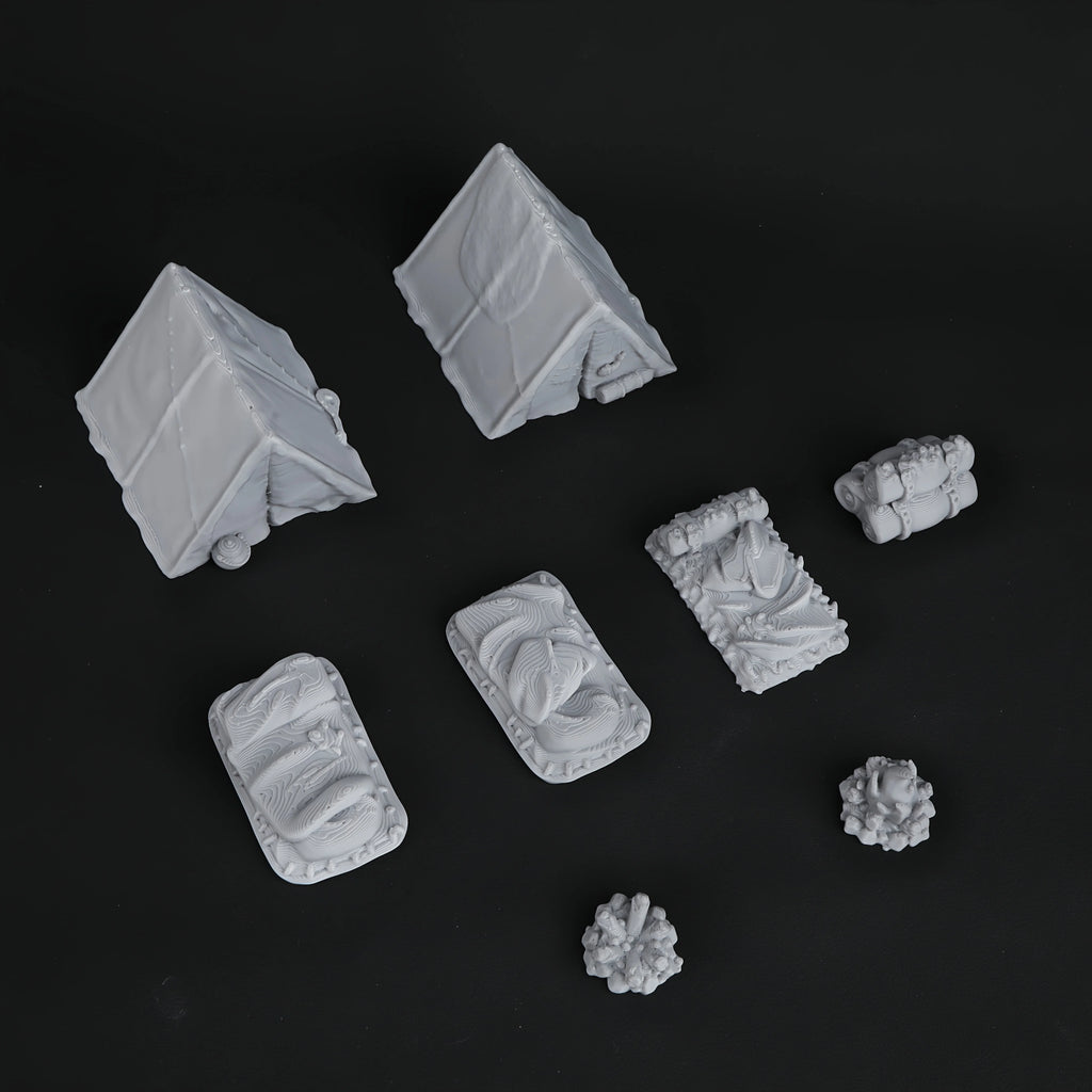 8pcs RPG Adventurer's Camp Miniature Terrain Building Set, Miniature Accessories for TRPG Role-Playing Tabletop Games