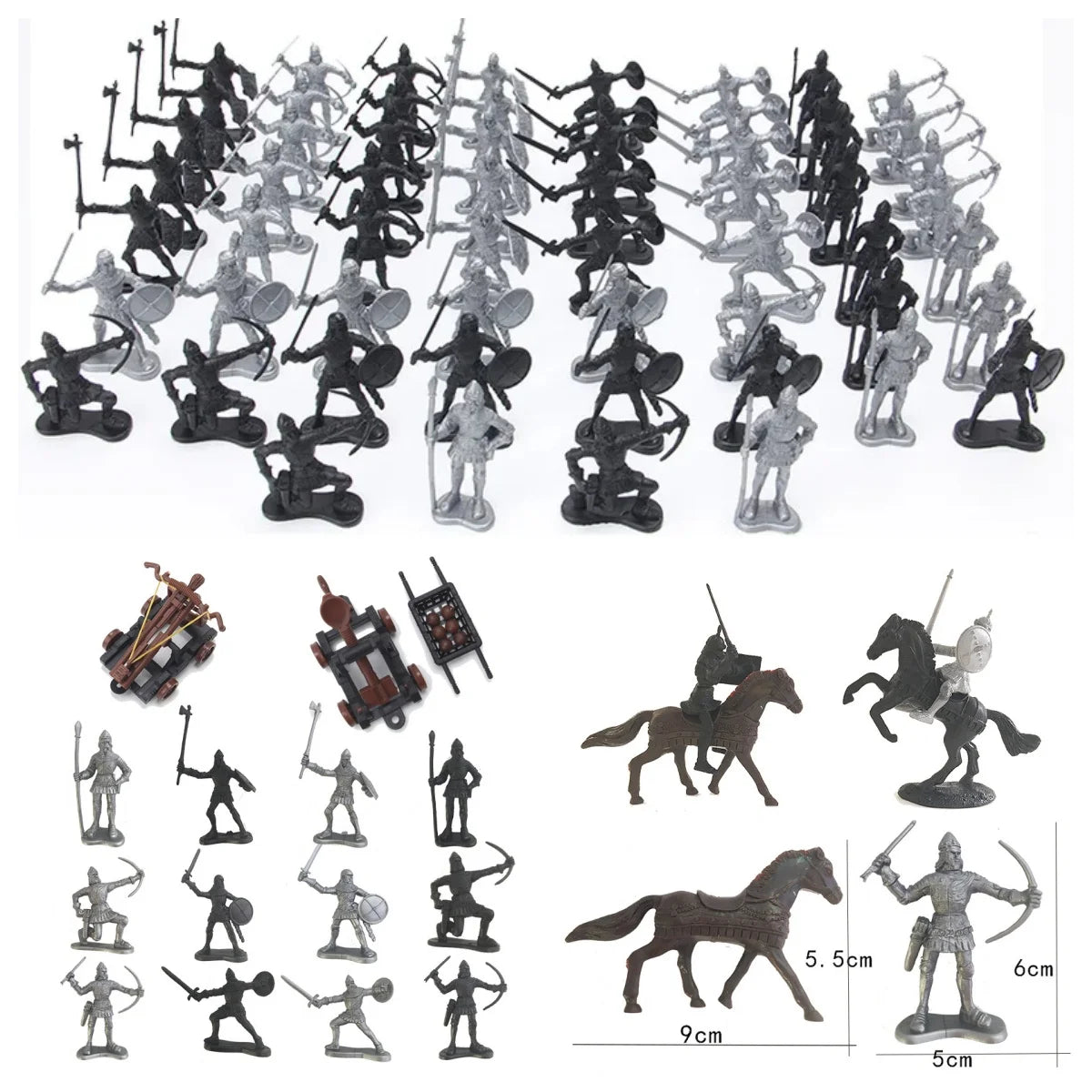Medieval Military War Warriors Ancient Soldier Chariots Horse Static Figures Models for Children Table War Game