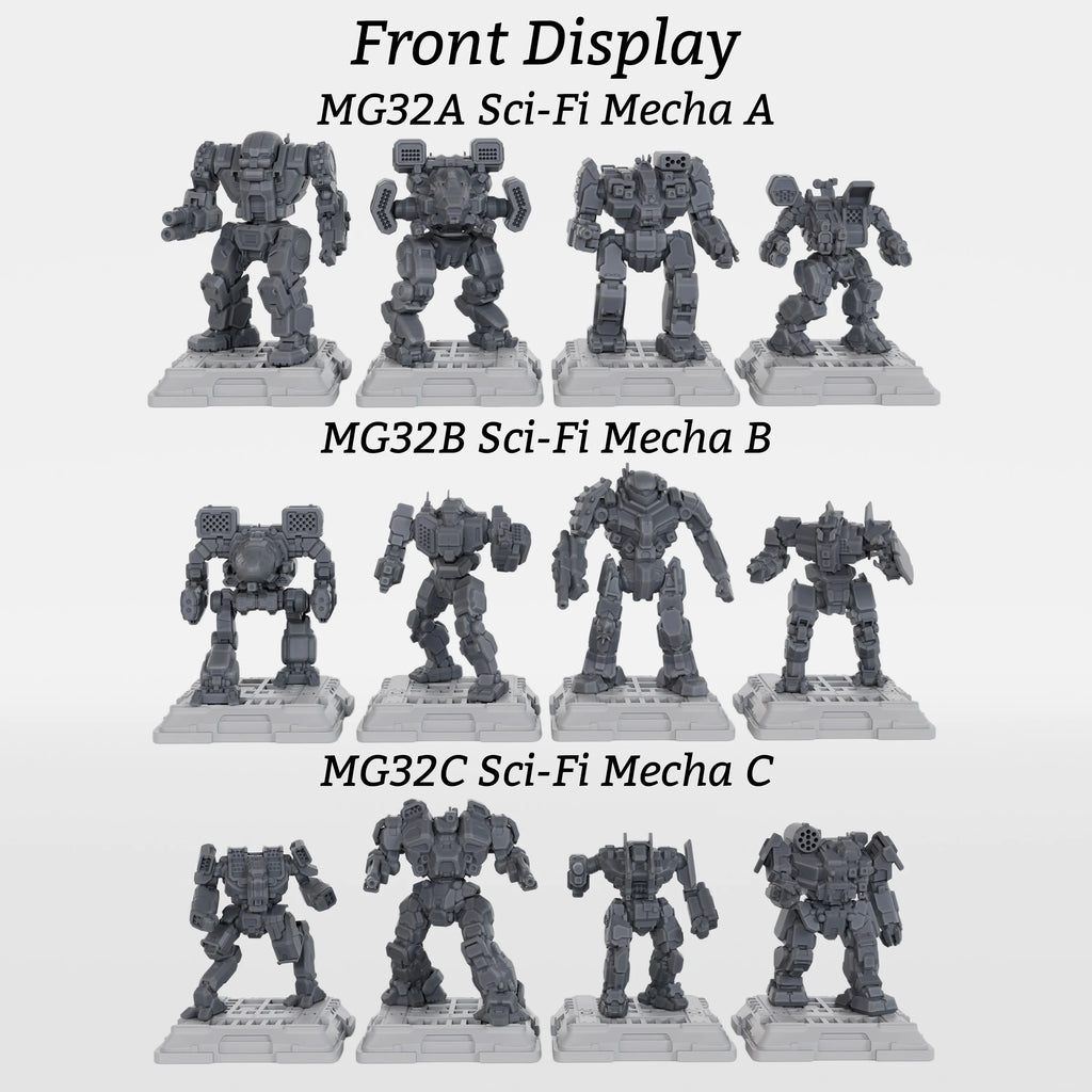 Sci-Fi Mecha Miniature Set, Futuristic Robot TTRPG Miniature Figures