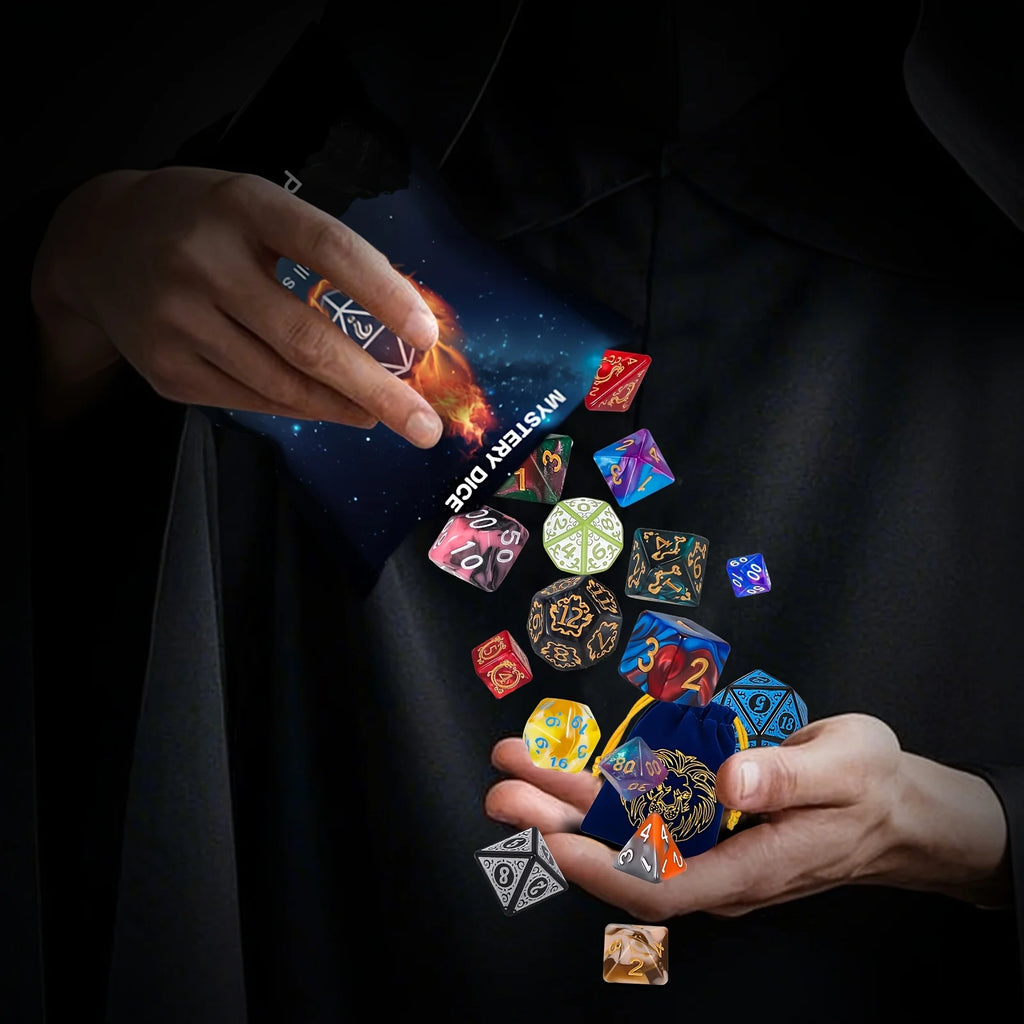 D&D Dice Set 8/40pcs, Including 7/35pcs Polyhedral Dices and 1/5pcs Creative Velvet Bags, for RPG Role-Playing Game