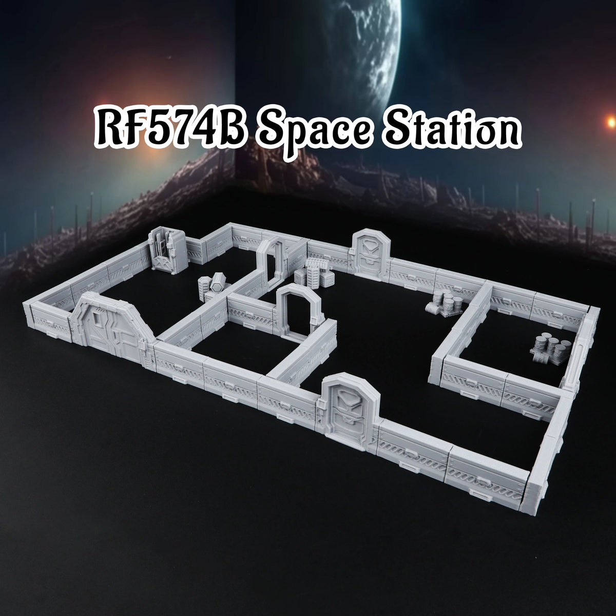 Sci-Fi Space Port & Space Station Miniature Terrain Set – Interstellar Theme TTRPG Accessory for Tabletop Role Playing Games