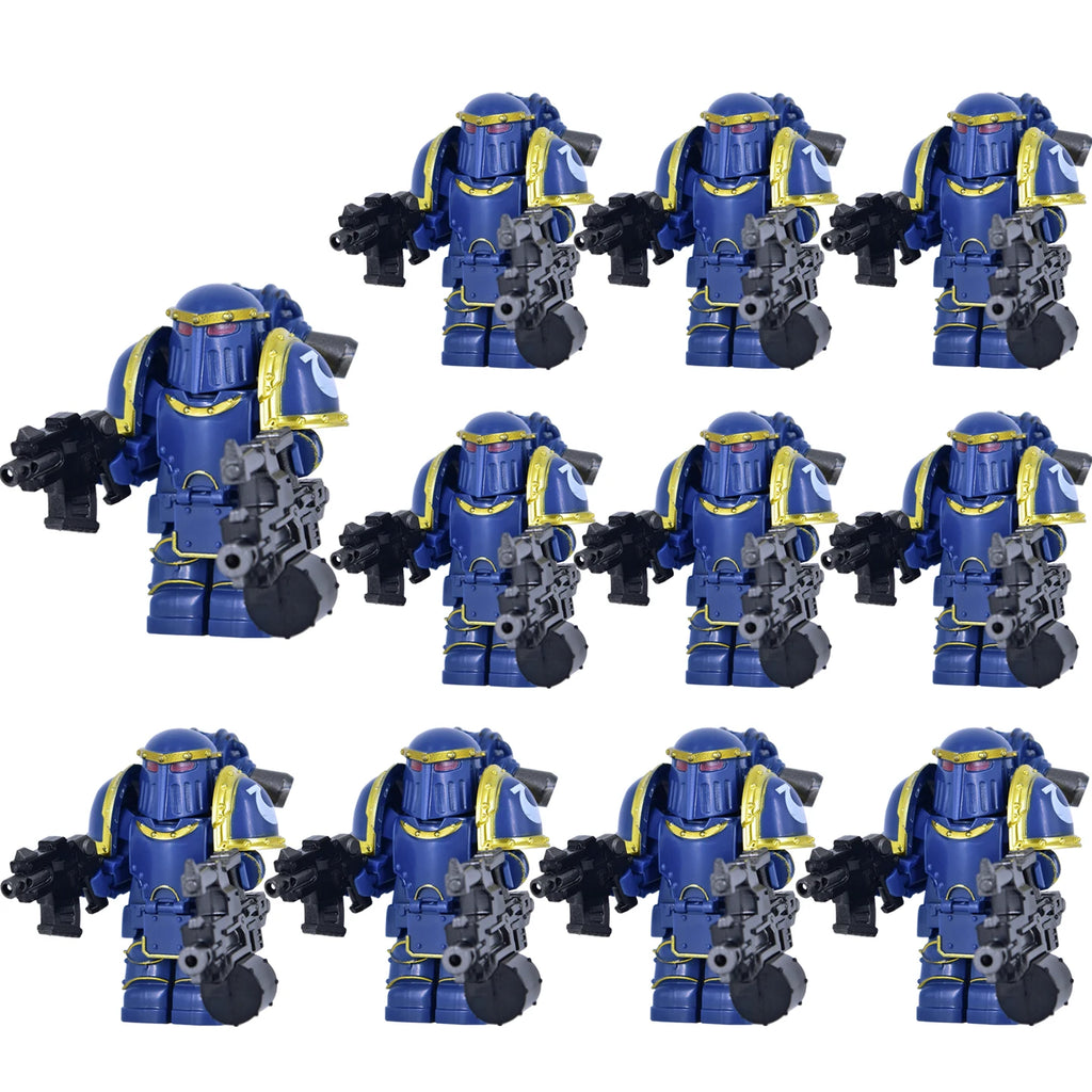 11pcs Medieval Soldiers Mini Action Knights Bracket Model Figures Weapons Robots Mecha Building Blocks Bricks Toy