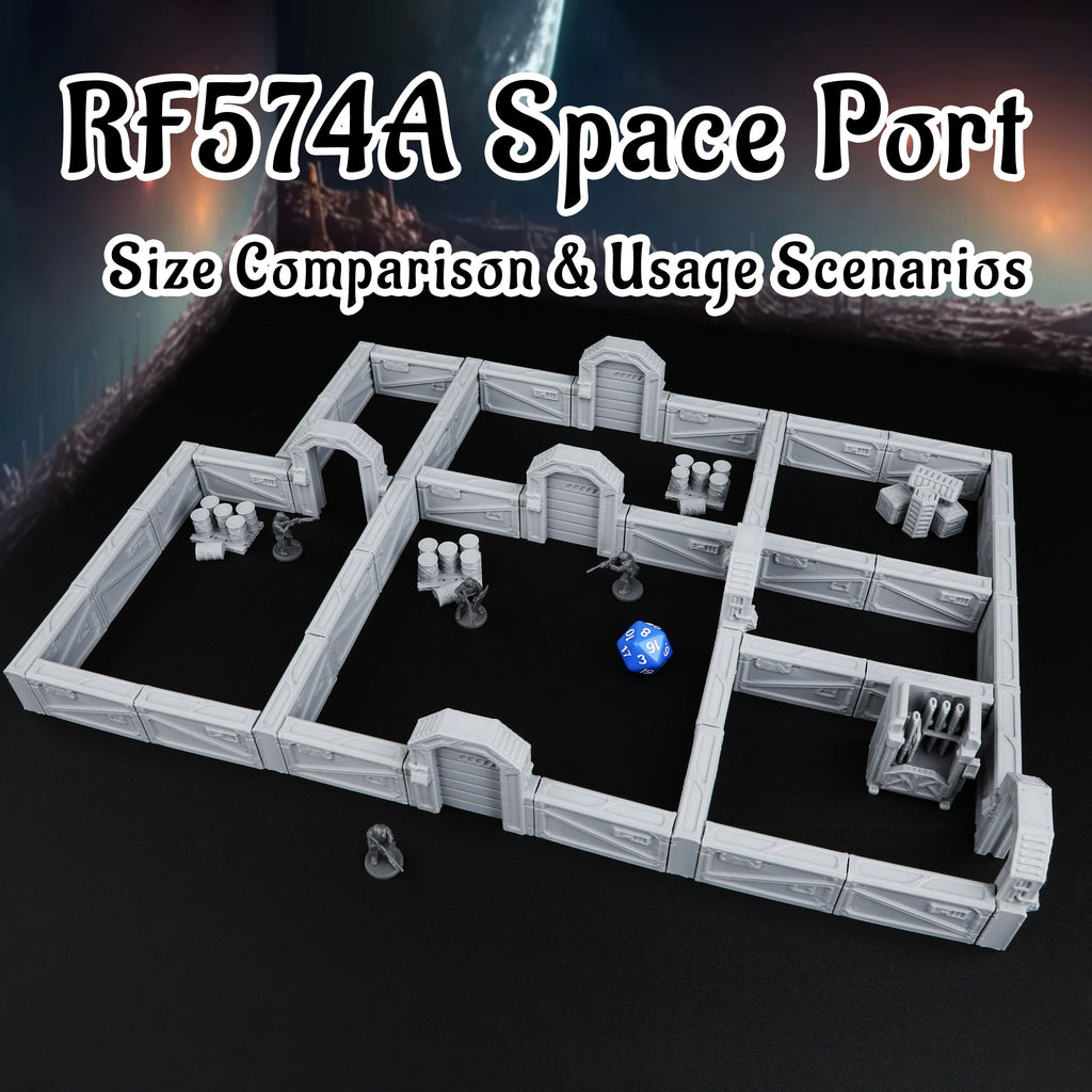 Sci-Fi Space Port & Space Station Miniature Terrain Set – Interstellar Theme TTRPG Accessory for Tabletop Role Playing Games