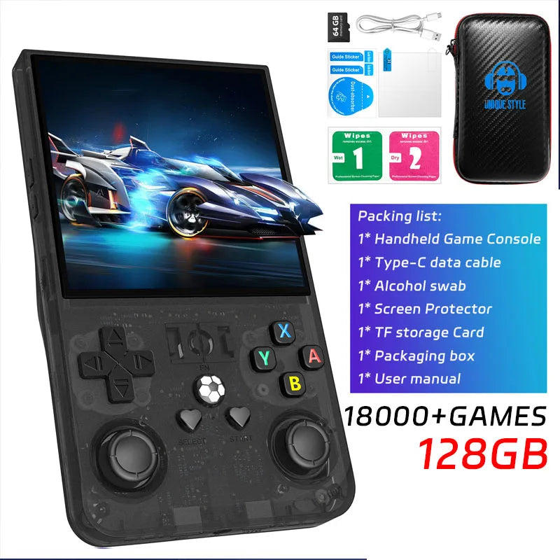 R36MAX Retro Handheld Video Game Console Linux System 4.0 Inch IPS Screen R36S Portable Pocket Video Player 128GB Games Gift