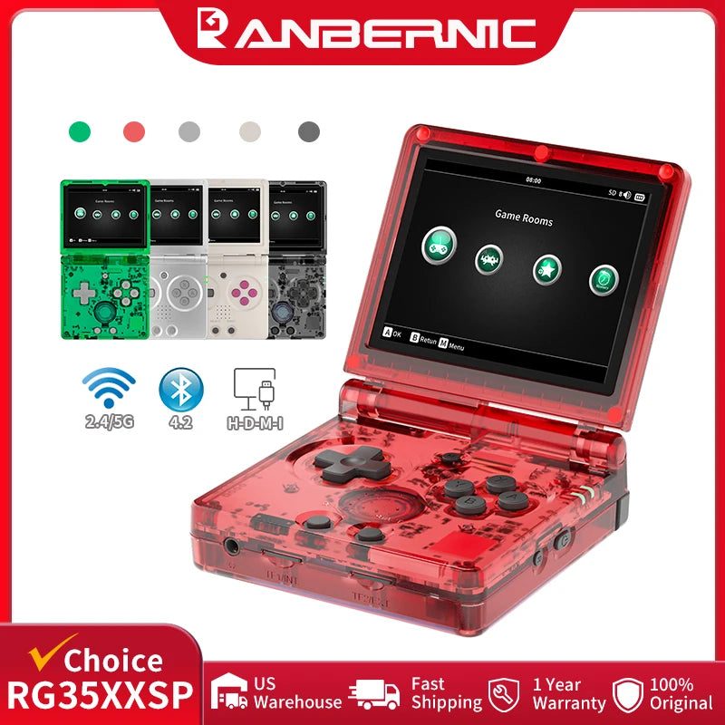 ANBERNIC RG35XXSP Flip Retro Handheld Game Console Linux 64bit WiFi Bluetooth Online Play HDMI-TV Out