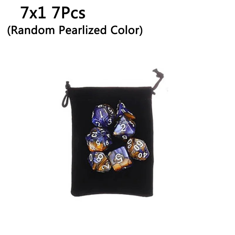 New Pearlescent Polyhedral RPG Dice Set 105/70/49/35/21/7Pcs Multicolor  Dice Role-Playing Board Games with Storage Pouches