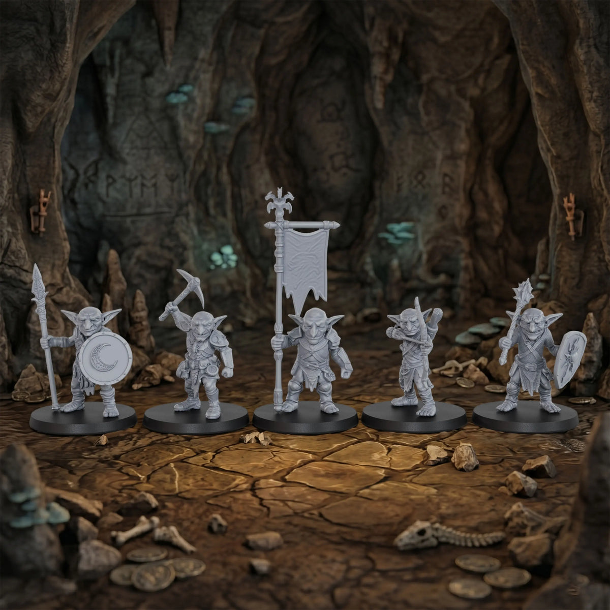Fantasy Goblin Squad Miniatures - TTRPG Roleplay Figures, Goblin Raiders, Collectible Accessories for Village & Cave Encounters