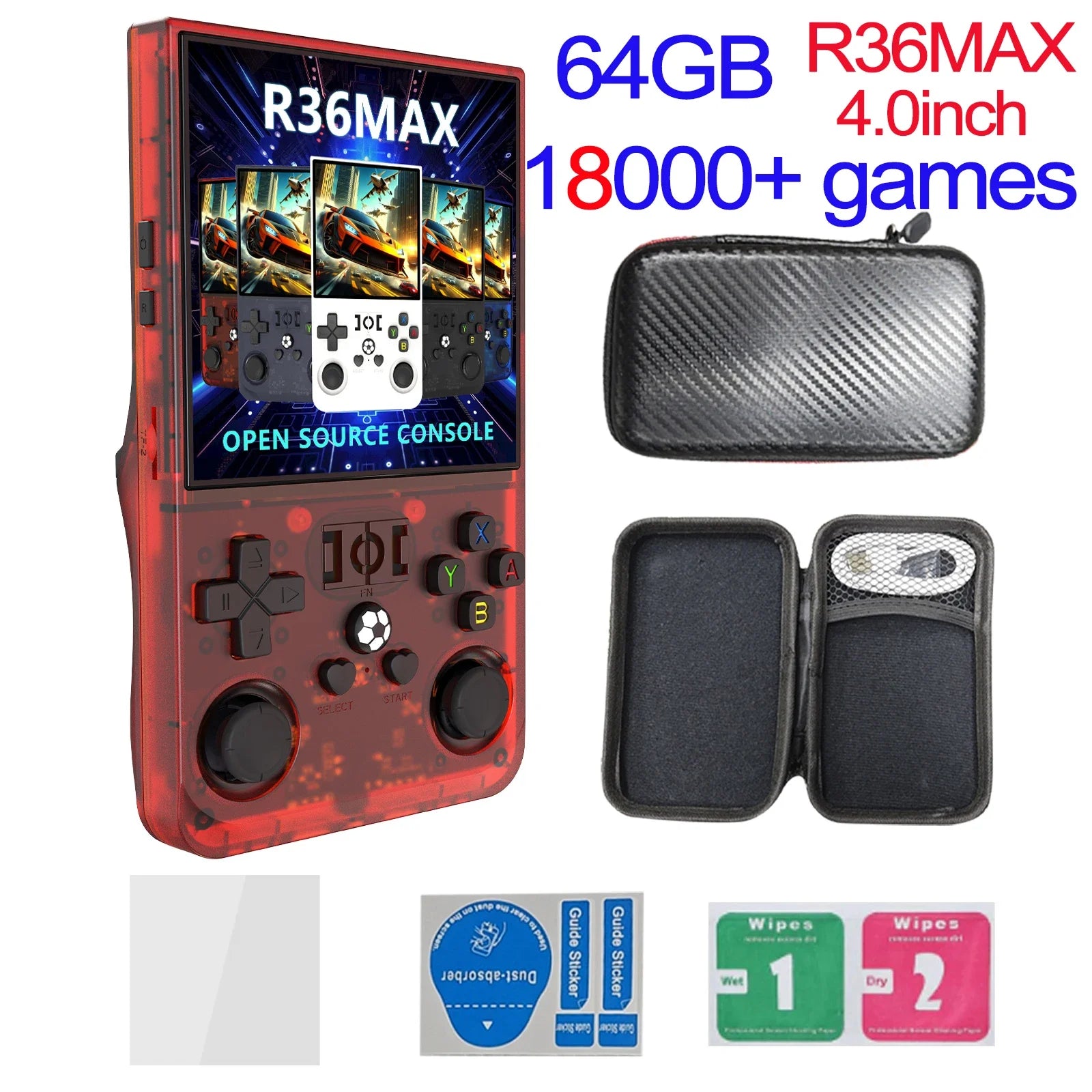R36MAX Game Console 64GB 128GB 18000+GAMES Linux System 4.0 inch