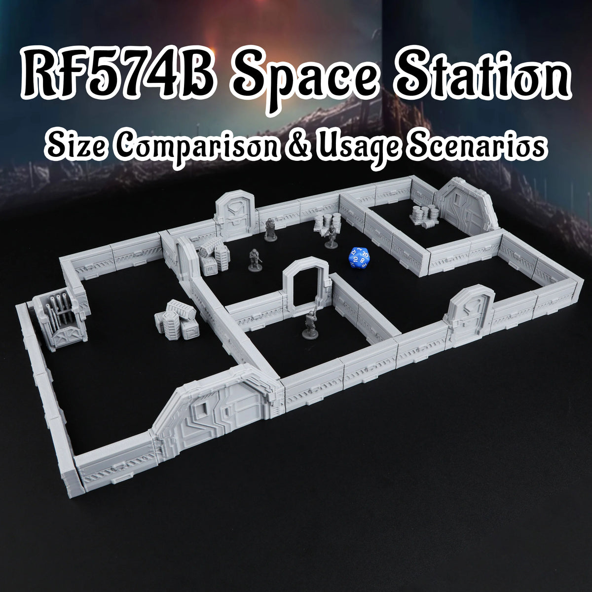 Sci-Fi Space Port & Space Station Miniature Terrain Set – Interstellar Theme TTRPG Accessory for Tabletop Role Playing Games