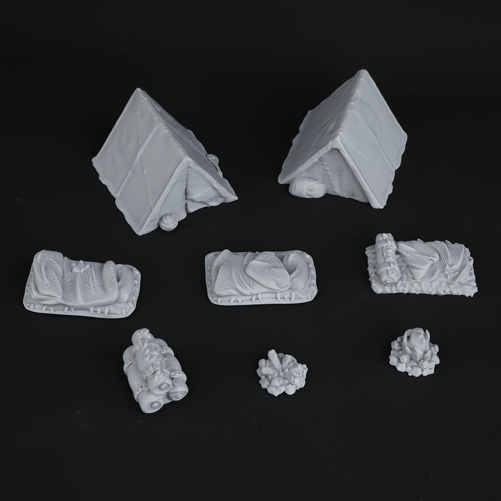 8pcs RPG Adventurer's Camp Miniature Terrain Building Set, Miniature Accessories for TRPG Role-Playing Tabletop Games