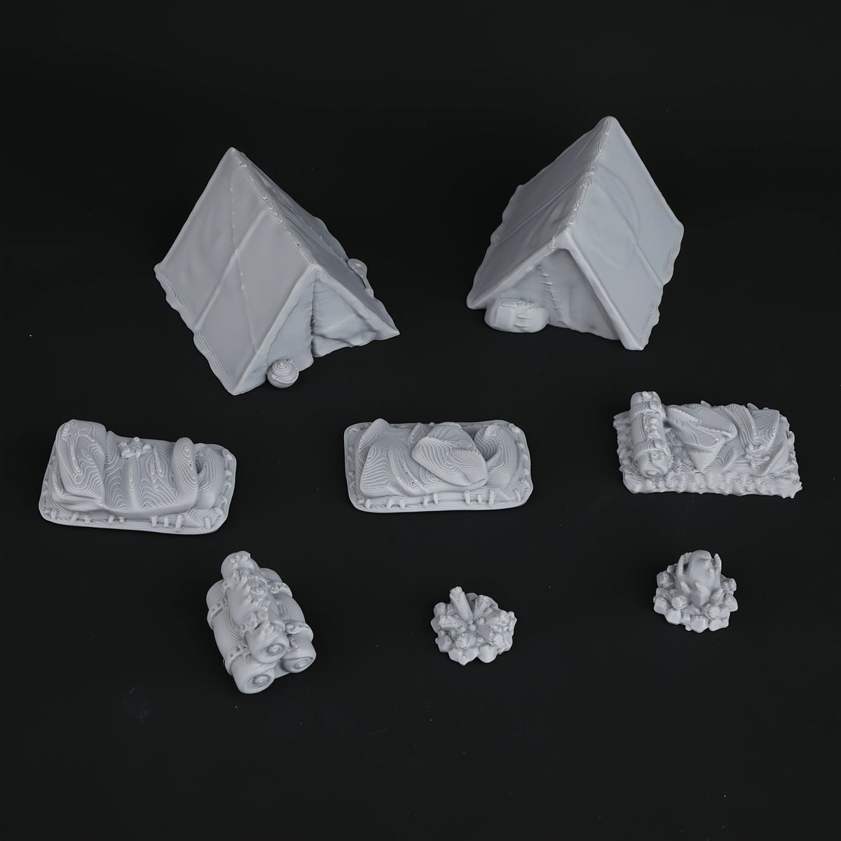 8pcs RPG Adventurer's Camp Miniature Terrain Building Set, Miniature Accessories for TRPG Role-Playing Tabletop Games