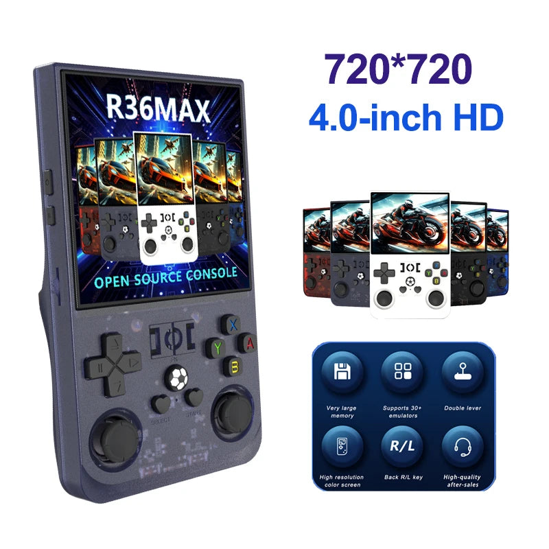 R36Max 4 Inch IPS Screen Retro Handheld RK3326 Chip Linux System Game Player