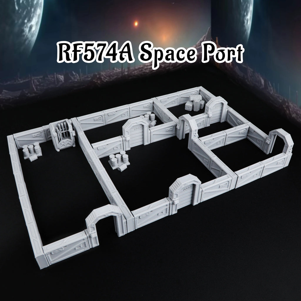 Sci-Fi Space Port & Space Station Miniature Terrain Set – Interstellar Theme TTRPG Accessory for Tabletop Role Playing Games