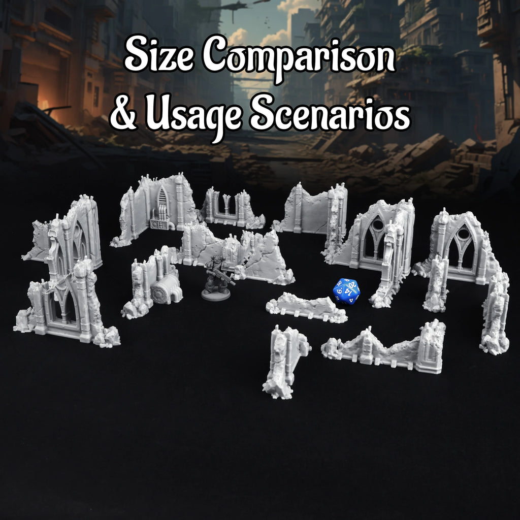 Sci-Fi Ruins of the Empire Terrain Set for 25-28mm Miniatures - Battlefield Ruins for Tabletop TTRPG Role-Playing Games