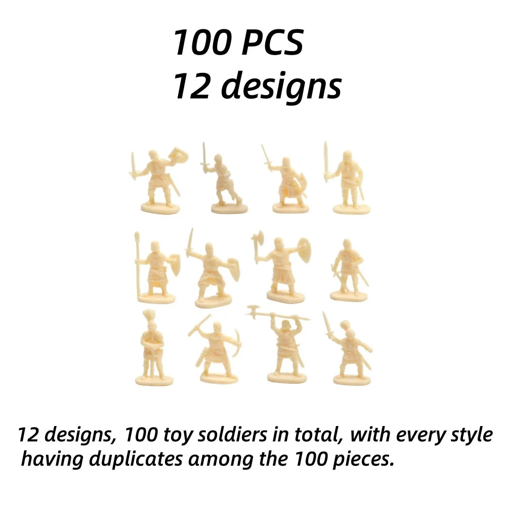 100PCS Military Playset Toy Soldiers 3CM Plastic Warrior Elite Force Action Figure Military Game Pieces Toy for Kid Playing Gift